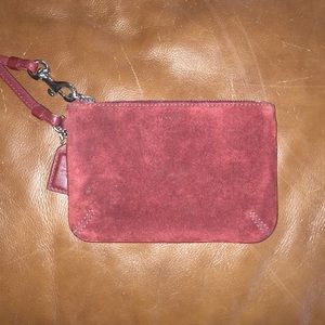 Coach red suede leather wristlet